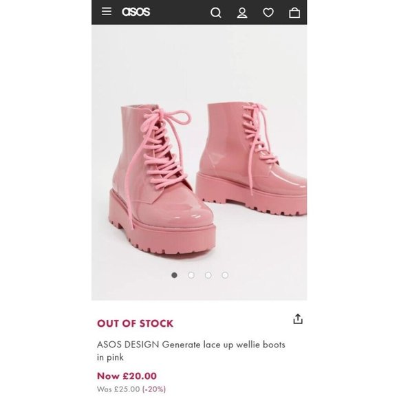 BNWoT NEVER WORN Chunky Pink platform LaceUp Boots Wellies Rubber Platform Shoes - Picture 2 of 14